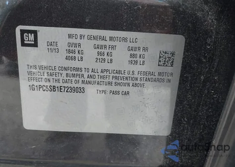 2014 Chevrolet Cruze 1Lt Auto from USA, damaged, VIN 1G1PC5SB1E7239033